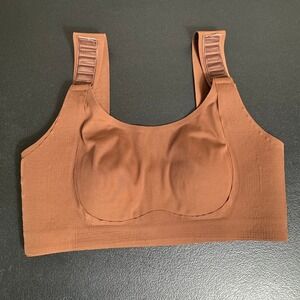 Womens Seamless Wireless Jelly Bra Brown Adjustable Straps Comfort Size M